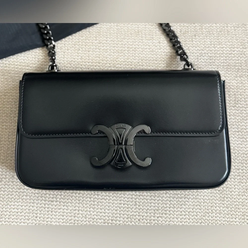 Celine Black Triomphe Chain Shoulder Bag - Picture 3 of 15